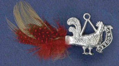 Cock Pendant with red and natural brown feathers