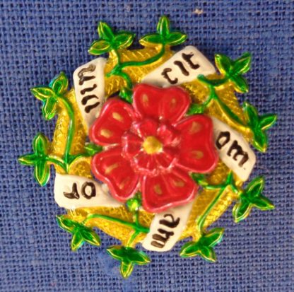 Wreath Brooch with Various Inserts, and Painted with a Rose Insert - Image 2
