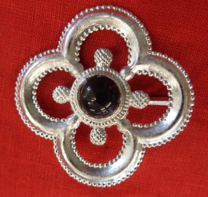 Large Quatrefoil Brooch with Stone - Image 6