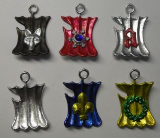 Assprtment of shield pendants with inserts