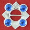Large Lozenge Ring Brooch with Four Stones - blue