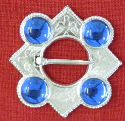 Large Lozenge Ring Brooch with Four Stones - blue