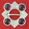 Large Lozenge Ring Brooch with Four Stones - purple