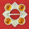 Large Lozenge Ring Brooch with Four Stones - yellow