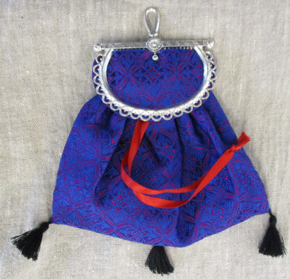 Dark Blue/Pink Arabesque Brocade Purse