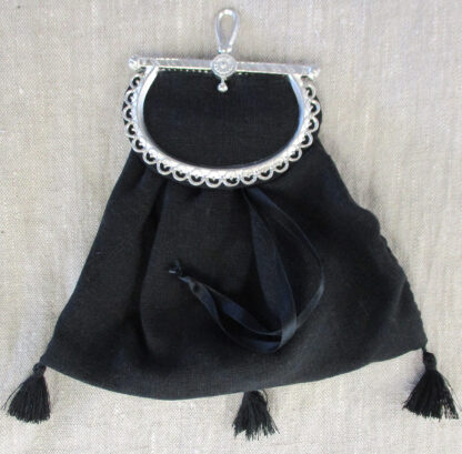 Black linen purse