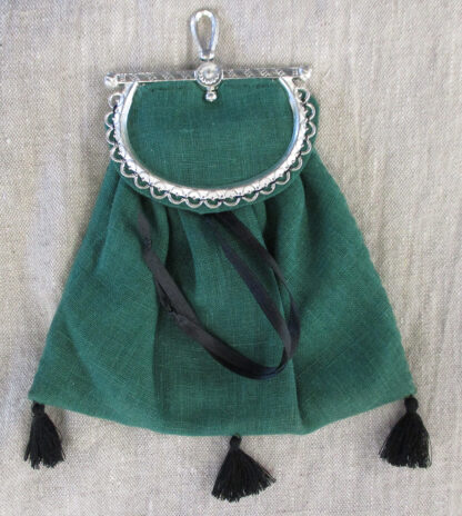 Green linen purse