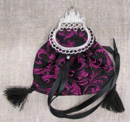 Small Purple/Black Acanthus brocade purse