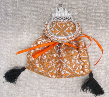 Small Orange Arabesque brocade purse