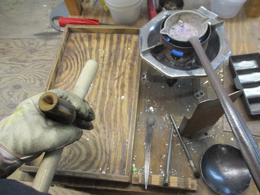 The mold at our pouring bench