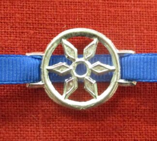 chaplet decoration with openwork star on a blue ribbon