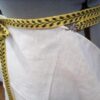Tablet woven aprong strings with hook attachments