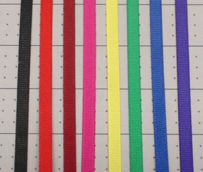 Samples of eight colored ribbons