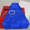 Contents of a kit to make a large purse in blue brocadew
