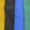 The slection of plain linen available in purse kits: red, yellow, black, blue, green, purple