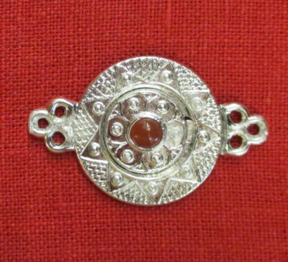Interlocking clasp with stone - red brown