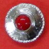 button with cherry red stone
