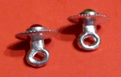 sideview of the buttons with stones, showing the stemmed shanks