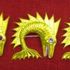 3 dolphin badges painted yellow