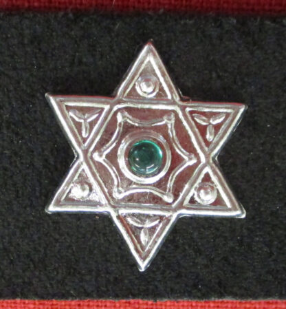 hexagram stud with green stone