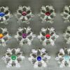 Sexfoil brooch with stones, in 17 available colors
