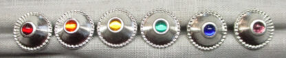 Round studs with stones, 6-hue rainbow mix