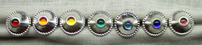 Round studs with stones, 7-hue rainbow mix