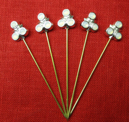 Five veil pins with opal (glass) stones