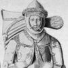 Upper part of effigy with livery collar over armor.