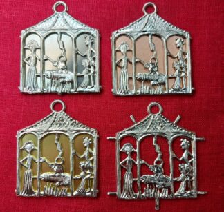 The family barbecue, shown with pewter, copper, and brass sheet backings, and with no backing.
